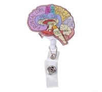 Enrouleur pour porte-badge d'identification avec impression acrylique, cœur poumon, cerveau, cordon rétractable et clip rotatif pour professionnels (cerveau)