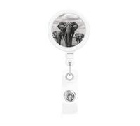 Enrouleur pour porte-badge rétractable robuste avec clip - Éléphant marchant - Porte-badge pour carte d'identité, porte-nom - Enrouleurs de badge pour infirmière, médecin, employés de bureau