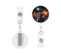 Enrouleur pour porte-badge rétractable robuste avec clip et clip coloré et notes de musique - Pour infirmière, médecin, employés de bureau