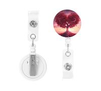 Enrouleur pour porte-badge rétractable robuste avec clip et mousqueton - Beau cœur - Porte-badge pour carte d'identité, porte-nom - Enrouleurs de badge pour infirmières, médecins, employés de bureau