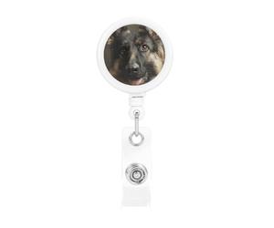 Enrouleur pour porte-badge rétractable robuste avec clip et mousqueton - Berger allemand, amoureux des chiens, pour infirmières, médecins, employés de bureau