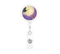 Enrouleur pour porte-badge rétractable robuste avec clip et mousqueton pour fête de sorcière, Halloween, porte-nom, porte-carte d'identité, porte-clés, pour infirmière, médecin, employés de bureau