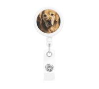 Enrouleur pour porte-badge rétractable robuste avec clip Golden Retriever - Porte-badge d'identification pour chien, nom, porte-carte d'identité, porte-clés, enrouleurs de badge pour infirmière