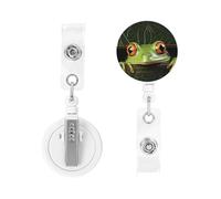 Enrouleur pour porte-badge rétractable robuste avec clip - Grenouille qui sort du portefeuille, porte-badge, porte-carte d'identité, porte-clés, pour infirmières, médecins, employés de bureau