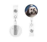 Enrouleur pour porte-badge rétractable robuste avec clip Shih Tzu - Porte-badge d'identification pour chien, porte-nom, porte-carte d'identité, porte-clés, enrouleurs de badge pour infirmière, médecin