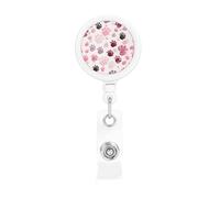 Enrouleur pour porte-badge rétractable robuste avec pince crocodile rose et grise, motif empreintes de pattes, pour infirmière, médecin, travailleurs