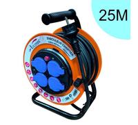 Enrouleur PRO de chantier 3G1.5 25m IP44 platine fixe (anti twist) - câble H07RN-F- 4 prises 16A - garantie 2 ans