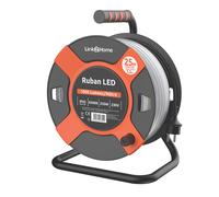 Link2Home Enrouleur ruban LED 25 m 1000 lm/m 10 W/m IP65 Blanc froid 6000 K Boîtier noir