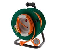 Zenitech Enrouleur sans prise 2x1,5 mm² 25 m Pied métal + coupe-circuit