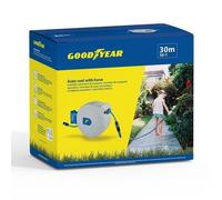 Enrouleur tuyau arrosage extensible 30m Devidoir Automatique 24 bar Orientable 180° Pistolet + Raccords GOODYEAR