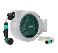 Enrouleur Tuyau Arrosage Mural - Outsunny - 30 m x Ø 15 mm - Rétractable Automatique Pivotant à 180° - Buse à 7 Modes - gris