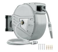 Enrouleur Tuyau Arrosage Mural - Outsunny - 40+2 m x Ø 15mm - Rétractable Automatique Pivotant à 180° - Plastique - Gris