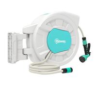 Enrouleur tuyau arrosage - Outsunny - 35+2 m - support mural + poignée - pivotant à 180° - 7 options de jets d'arrosage - gris clair