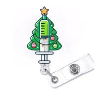 Enrouleurs de badge de Noël pour infirmière - Joli porte-badge rétractable avec pince crocodile - Lampe en acrylique pour infirmière, étudiant, assistant médical, cadeaux de fête