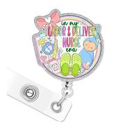 Enrouleurs de badge d'infirmière rétractables avec clip d'identification pour infirmière arc-en-ciel L&D OB NICU OBGYN Midwife Nursing Department Accessory