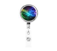 Enrouleurs de badge en métal rétractables arc-en-ciel très résistants pour employés de bureau, médecins, infirmières, avec clip de ceinture et porte-clés
