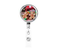 Enrouleurs de badge en métal rétractables en forme de bonhomme en pain d'épices - Porte-nom - Clips pour employés de bureau, médecin, infirmière, avec clip de ceinture et porte-clés