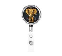 Enrouleurs de badge en métal rétractables en forme d'éléphant abstrait - Porte-nom - Clips pour employés de bureau, médecins, infirmières - Avec clip de ceinture