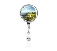 Enrouleurs de badge en métal rétractables pour terrain de golf en bord de mer, porte-nom, porte-nom, pour employés de bureau, médecin, infirmière, bobine de badge d'identification avec clip de