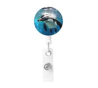 Enrouleurs de badge pingouin nageur rétractables avec clip de ceinture, porte-carte nominative en plastique léger rétractable, porte-badge d'identification amusant pour le travail, les infirmières