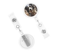 Enrouleurs de badge rétractable avec pince crocodile pour pasteur Border Collie - Porte-badge télescopique mignon pour infirmière - Porte-nom pour employés de bureau, médecin, infirmière
