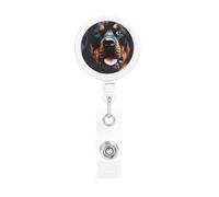 Enrouleurs de badge rétractables avec clip de ceinture - Motif chien Rottweiler - Pour homme et femme - Joli badge d'identité pour médecin, travailleur, bureau