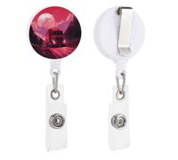 Enrouleurs de badge rétractables avec clip et porte-clés - Joli porte-badge décoratif pour infirmière - Pour employés de bureau, médecin, lune rouge