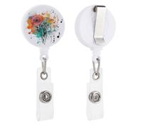 Enrouleurs de badge rétractables avec clip et porte-clés - Joli porte-badge décoratif pour infirmière, personnel de bureau, médecin, pissenlits et notes de musique