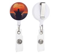 Enrouleurs de badge rétractables avec clip et porte-clés - Joli porte-badge décoratif pour infirmière - Pour employés de bureau, médecin, en forme de cœur sur le devant