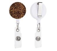 Enrouleurs de badge rétractables avec clip et porte-clés - Joli porte-badge décoratif pour infirmière, personnel de bureau, médecin, guépard cool - Léopard