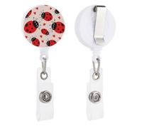 Enrouleurs de badge rétractables avec clip et porte-clés - Joli porte-badge décoratif pour infirmière - Pour employés de bureau, médecin, coccinelle