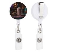 Enrouleurs de badge rétractables avec clip et porte-clés - Joli porte-badge décoratif pour infirmière - Pour employés de bureau, médecin, il y a des bonbons dans le milkshake
