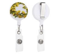 Enrouleurs de badge rétractables avec clip et porte-clés - Joli porte-badge décoratif pour infirmière - Pour employés de bureau, médecin, guirlande jaune