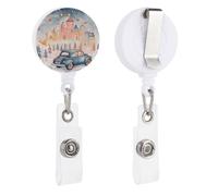 Enrouleurs de badge rétractables avec clip et porte-clés - Joli porte-badge décoratif pour infirmière - Pour employés de bureau, médecins, voitures dans une petite ville
