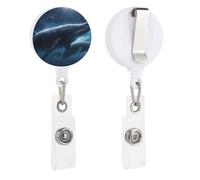 Enrouleurs de badge rétractables avec clip et porte-clés - Joli porte-badge décoratif pour infirmière - Pour employés de bureau, médecins, baleines, voyages dans l'espace