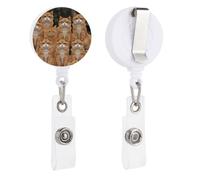 Enrouleurs de badge rétractables avec clip et porte-clés - Joli porte-badge décoratif pour infirmière, personnel de bureau, médecin, chat orange