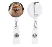 Enrouleurs de badge rétractables avec clip et porte-clés - Joli porte-badge décoratif pour infirmière - Pour employés de bureau, médecin, chien de Poméranie