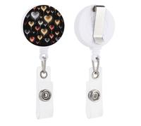 Enrouleurs de badge rétractables avec clip et porte-clés - Joli porte-badge décoratif pour infirmière - Pour employés de bureau, médecin, amour brillant
