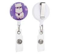 Enrouleurs de badge rétractables avec clip et porte-clés - Joli porte-carte d'identité - Porte-badge décoratif pour infirmière - Pour employés de bureau, médecin, amour - Violet alpaga