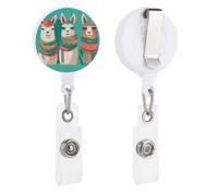 Enrouleurs de badge rétractables avec clip et porte-clés - Porte-badge décoratif pour infirmière, personnel de bureau, médecin, trois alpagas mignons
