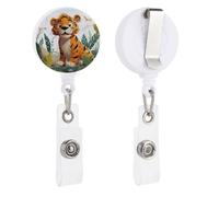 Enrouleurs de badge rétractables avec clip et porte-clés - Porte-badge décoratif pour infirmière - Pour employés de bureau, médecin, tigre de dessin animé