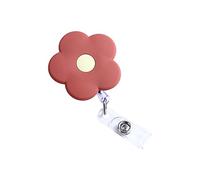 Enrouleurs de badge rétractables en forme de fleur avec pince crocodile pour enseignants, étudiants, fournitures de bureau (orange)