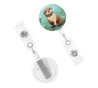Enrouleurs de badge rétractables - Porte-badge robuste avec clip - Enrouleur de badge décoratif - Motif loutre mignon - Pour employés de bureau, médecin, infirmière