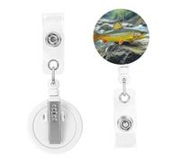 Enrouleurs de badge rétractables pour la pêche à la truite de ruisseau - Porte-badge avec pince crocodile - Pour homme et femme