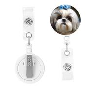Enrouleurs de badge rétractables Shih Tzu en forme de chien avec pince crocodile pour homme et femme - Pour médecin de bureau