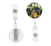 Enrouleurs de badge rétractables sur le thème du tracteur avec pince crocodile pour homme et femme - À suspendre - Pour employés de bureau et médecins