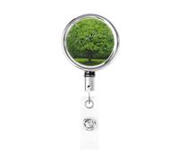 Enrouleurs de badges en métal rétractables en forme d'arbre vert robuste - Porte-nom - Clips pour employés de bureau, médecin, infirmière, avec clip de ceinture et porte-clés