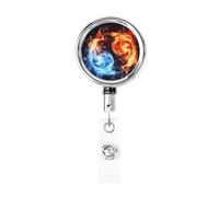 Enrouleurs de badges en métal rétractables pour porte-badge d'eau et d'incendie - Porte-nom - Clips pour employés de bureau, médecins, infirmières - Avec clip de ceinture et porte-clés