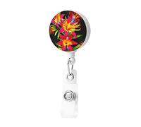Enrouleurs de badges hawaïens colorés rétractables avec clip pour badge nom, porte-nom mignon pour carte d'identité, porte-étiquette pour homme et femme