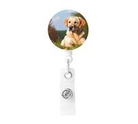 Enrouleurs de badges mignons en forme de labrador avec clip de ceinture, en plastique léger, rétractable, porte-badge d'identification amusant pour le travail, les infirmières, cadeaux